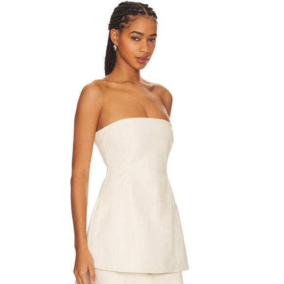 WeWoreWhat Faux Leather Strapless Top in Ecru NWT Size 4 - Picture 2 of 4